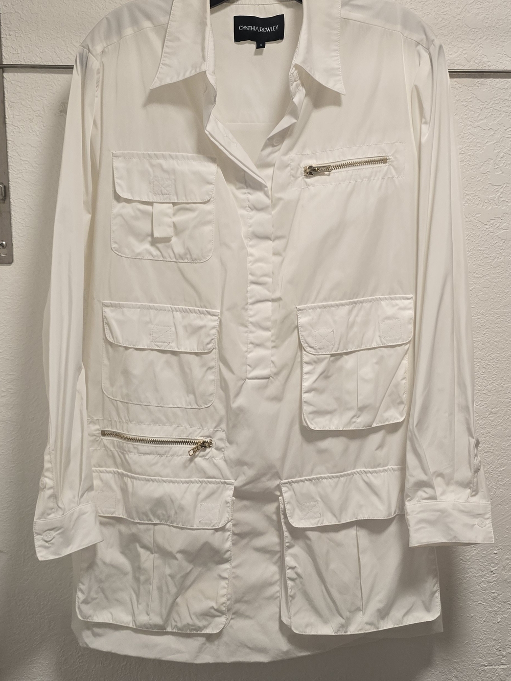 Cynthia Rowley White Utility Pocket Mini Dress